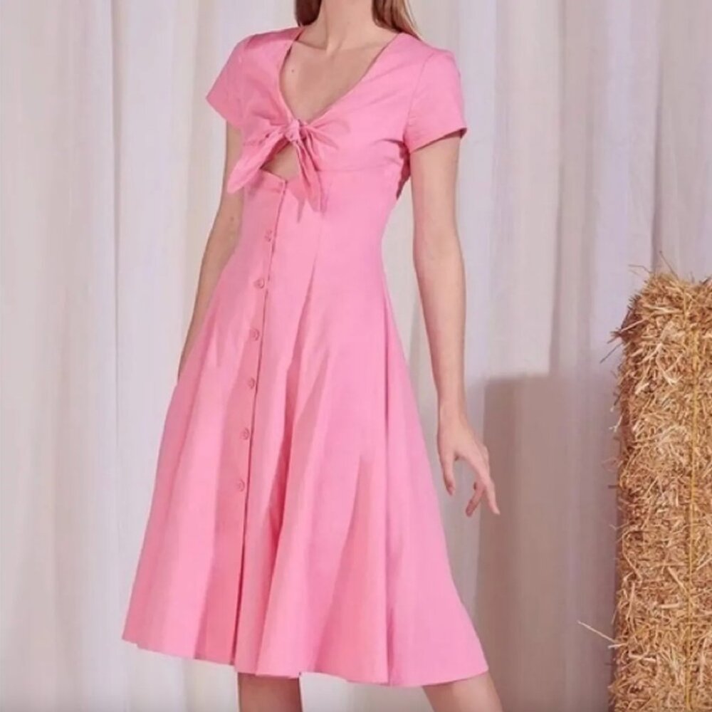 Staud Womens Alice Tie Front Dress In Pink Size 0